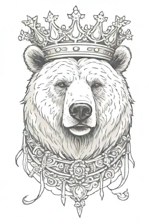 Bear wearing thorn crown  tattoo design idea