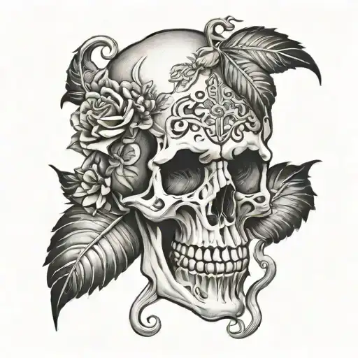 skull soft shading tattoo design idea