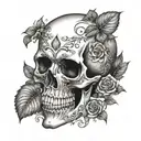 skull soft shading tattoo design idea