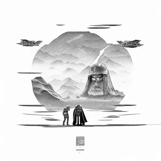 anakin skywalker and obi-wan kenobi's fight in mustafar in star wars  tattoo design idea