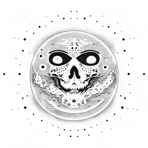 moon faces but its the star death tattoo design idea
