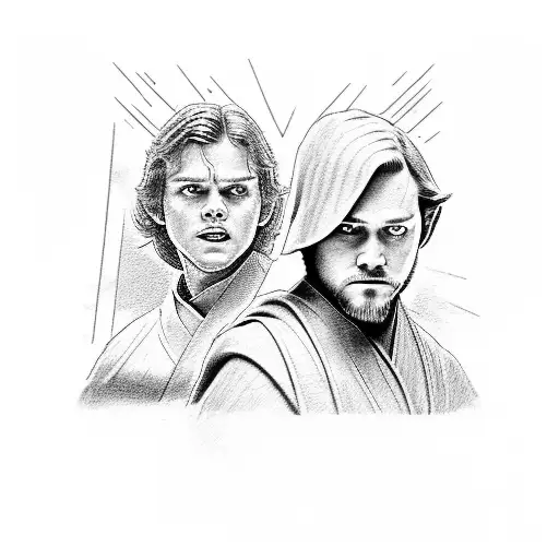 anakin skywalker and obi-wan kenobi's fight in mustafar  tattoo design idea