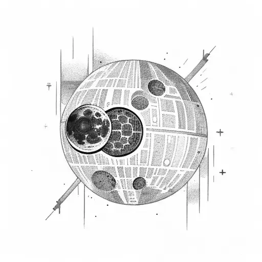 moon faces but its the death star tattoo design idea