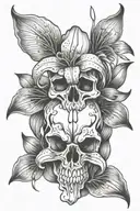 skull tiger lily tattoo design idea
