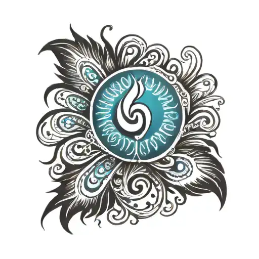 OM tatoo on peacock feather feather   tattoo design idea