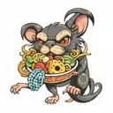 dog, monkey, dragon, and snack tattoo design idea