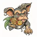 dog, monkey, dragon, and snack tattoo design idea