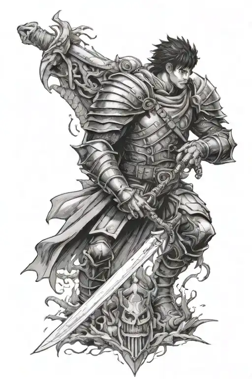 Berserk Guts wielding the Dragon Slayer tattoo design idea
