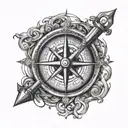 Compass with anchor surrounded tattoo design idea