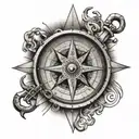 Compass with anchor surrounded tattoo design idea
