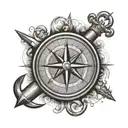 Compass with anchor surrounded tattoo design idea