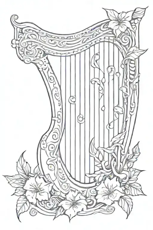Guinness harp with fuchsias  tattoo design idea