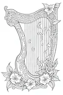 Guinness harp with fuchsias  tattoo design idea