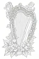 Guinness harp with fuchsias  tattoo design idea