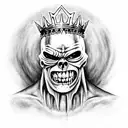Iron-Maiden Eddie with crown on his head tattoo design idea