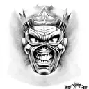 Iron-Maiden Eddie with crown on his head tattoo design idea