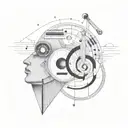 A design combining engineering tools with elements of sad music, representing the balance between logic and emotions tattoo design idea