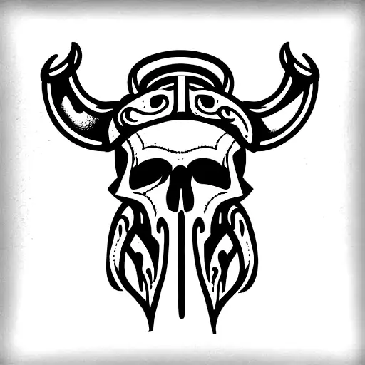 Viking skull with helmet tattoo design idea