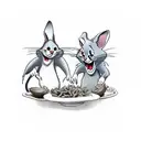 Jerry do desenho tom & Jerry drogado a comer batatas fritas com os olhos vermelhos tattoo design idea