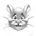 Jerry do desenho tom & Jerry drogado a comer batatas fritas com os olhos vermelhos tattoo design idea