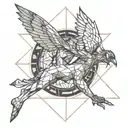 an acrobat waking on a taut thightrope. has broken wings. there is also a wounded bleeding bird.  tattoo design idea