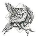 an acrobat waking on a taut thightrope. has broken wings. there is also a wounded bleeding bird.  tattoo design idea