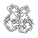 lion paws with a bigger paw around the baby paw for a father and son  tattoo design idea