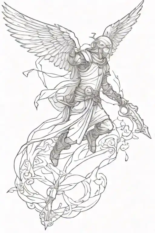 flying drying medieval tattoo design idea