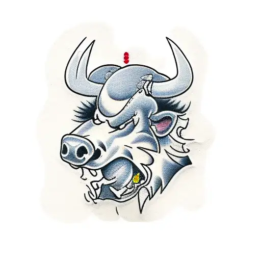 Sketch of tattoo art, spanish bull, dangerous bull with beaked horns on  vintage paper, handmade illustration Stock Photo - Alamy