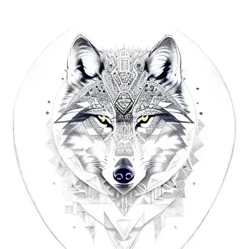 aztec wolf tattoo design idea