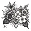 A constellation of stars forming into floral arrangements tattoo design idea