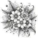 A constellation of stars forming into floral arrangements tattoo design idea