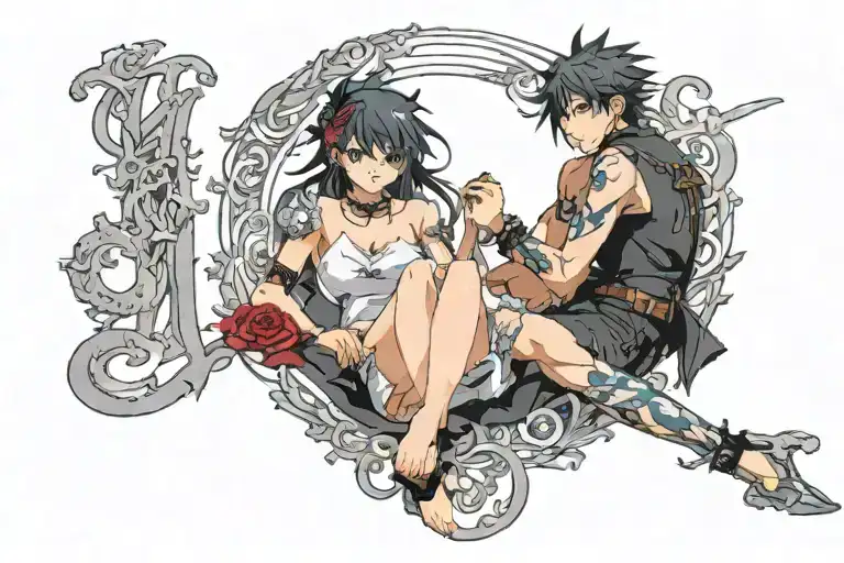 the writing "submissive for M" tattoo design idea