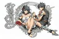 the writing "submissive for M" tattoo design idea