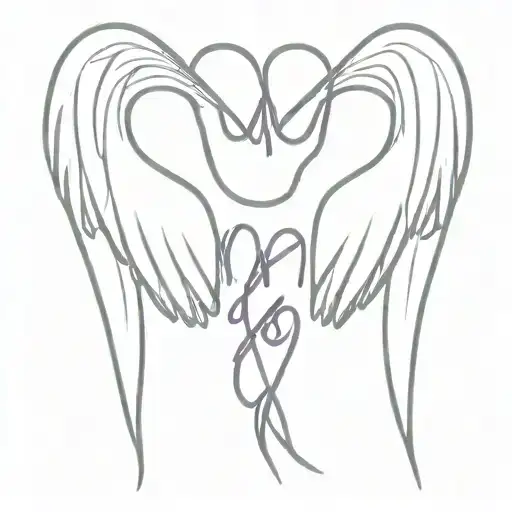 small memorial for mom with angel wings and a ekg heartbeat design that includes the words my mom, my angel tattoo design idea