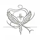 small memorial for mom with angel wings and a ekg heartbeat design tattoo design idea