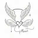 small memorial for mom with angel wings and a ekg heartbeat design tattoo design idea