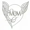 small memorial for mom with angel wings and a ekg heartbeat design that includes the words my mom, my angel tattoo design idea