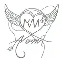 small memorial for mom with angel wings and a ekg heartbeat design that includes the words my mom, my angel tattoo design idea