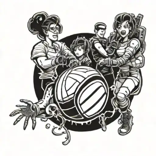 volleyball, ghostbuster, family tattoo design idea