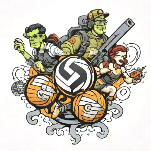volleyball, ghostbuster, family tattoo design idea
