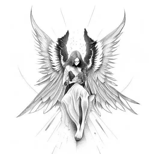 fallen angel for back tattoo design idea