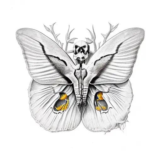 atlas moth with skull  tattoo design idea