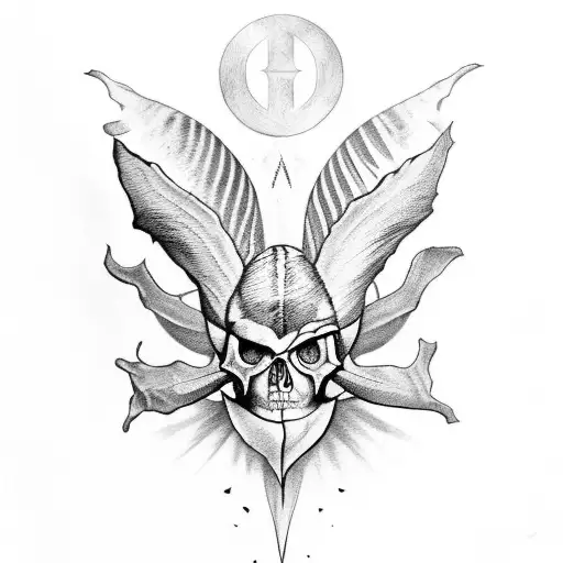 atlas moth with skull  tattoo design idea