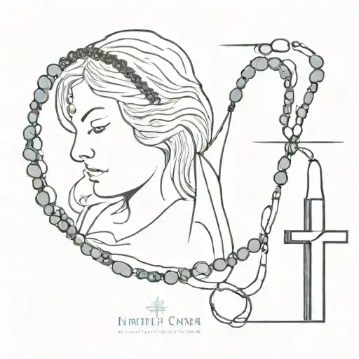 guardian angel wrapped in the rosary cross, and the quote "lascialo stare" tattoo design idea