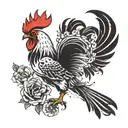 trash polka rooster tattoo design idea
