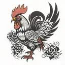 trash polka rooster tattoo design idea