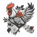 trash polka rooster tattoo design idea