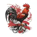 trash polka rooster tattoo design idea