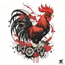 trash polka rooster tattoo design idea